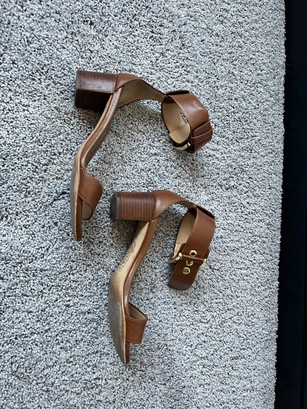 Michael Kors Women's Brown Open Toe Ankle Strappy Block Heel